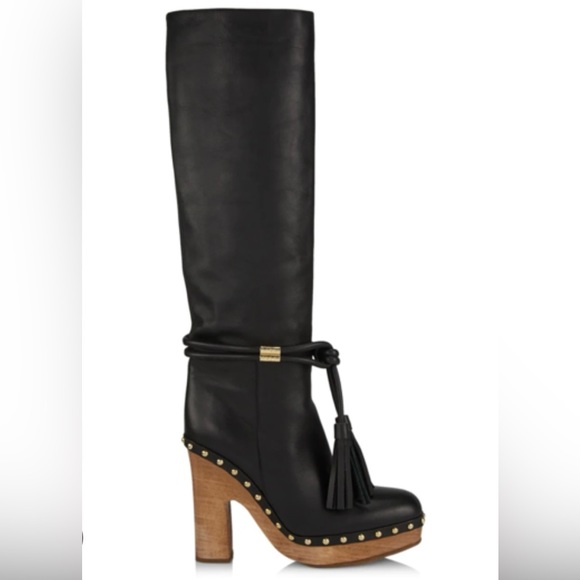 ULLA JOHNSON New Black Elin Leather Tassel Boots - Picture 6 of 7